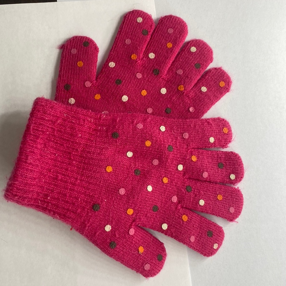 Pink polka dot gloves